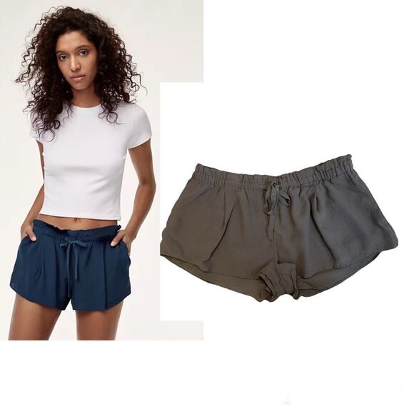 Aritzia Wilfred Montrouge shorts Sz L khaki drawstring 🔥 - Picture 1 of 10